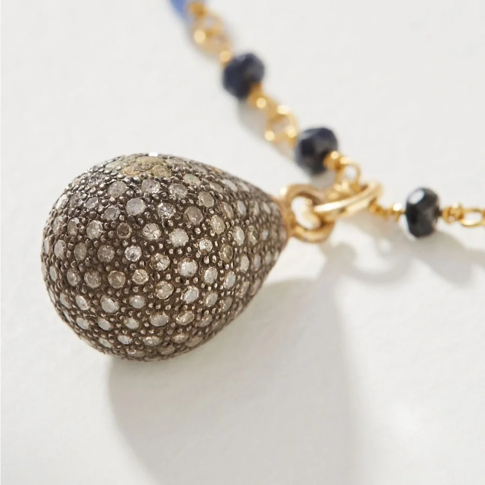 Jemma Sands Anthropologie Pacific Sapphire Necklace w/ diamond pendant - Picture 3 of 8